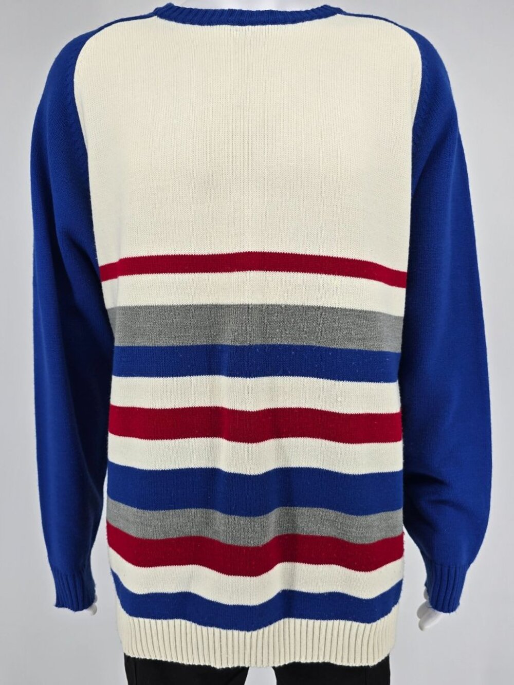Vintage 1990s PJ Mark Made in Russia Athletic Striped Acrylic Sweater (L)